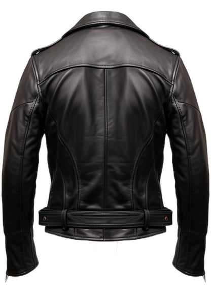 Men Black Biker Genuine Leather Jacket - Biker Jacket Black