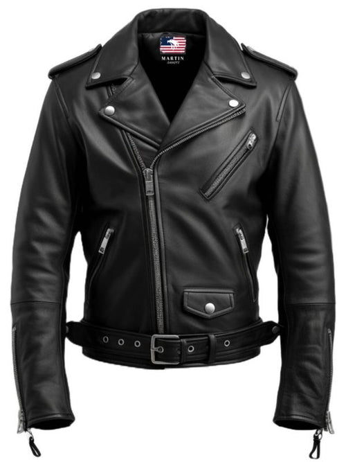 Men Black Biker Leather Jacket - Biker Leather Jacket Black