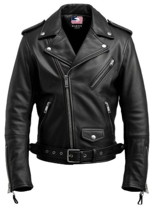 Men Black Biker Leather Jacket - Biker Leather Jacket Black