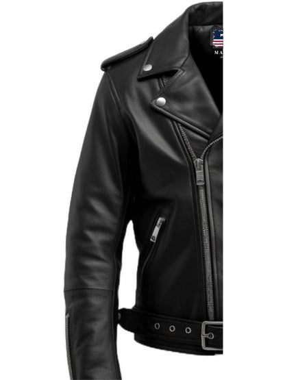 Men Black Biker Leather Jacket - Biker Leather Jacket Black