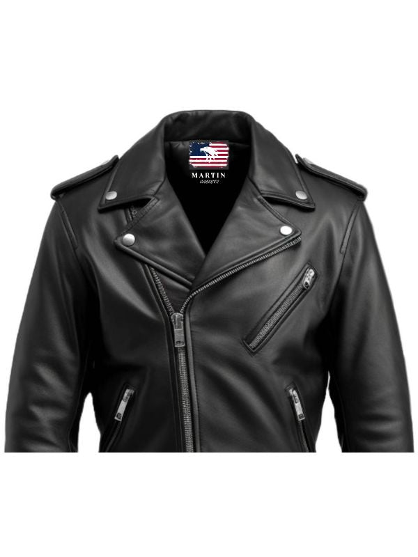 Men Black Biker Leather Jacket - Biker Leather Jacket Black