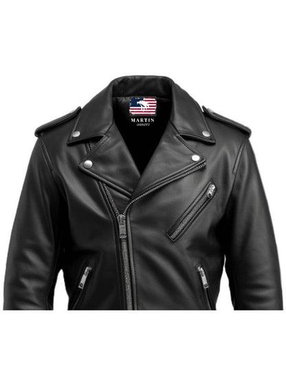 Men Black Biker Leather Jacket - Biker Leather Jacket Black