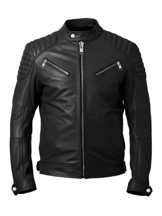 Men Black Biker Leather Jacket