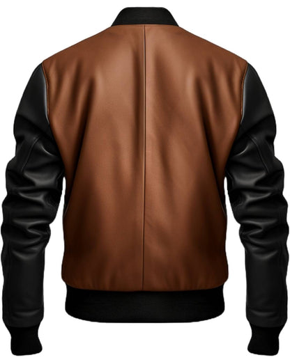 Men Black Bomber Leather Jacket - Leather Bomber Jacket