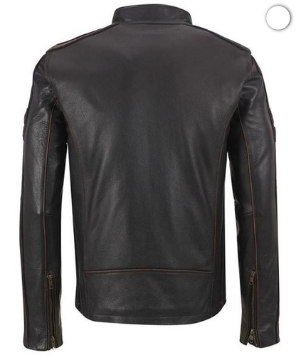 Men Black Cafe Racer Leather Jacket