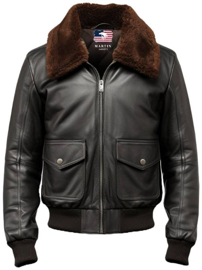 Men Black G1 Aviator Real Leather Jacket