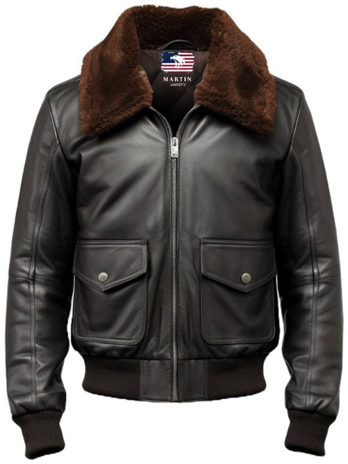 Men Black G1 Aviator Real Leather Jacket