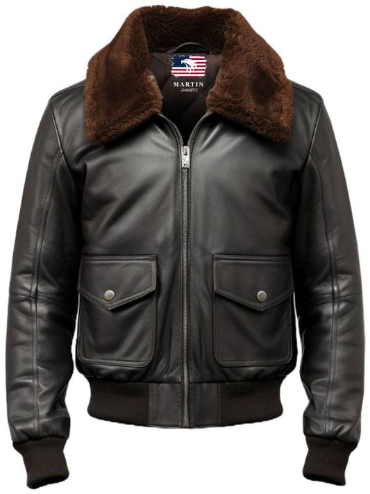 Men Black G1 Aviator Real Leather Jacket