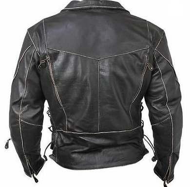 Men Black Moto Leather Jacket