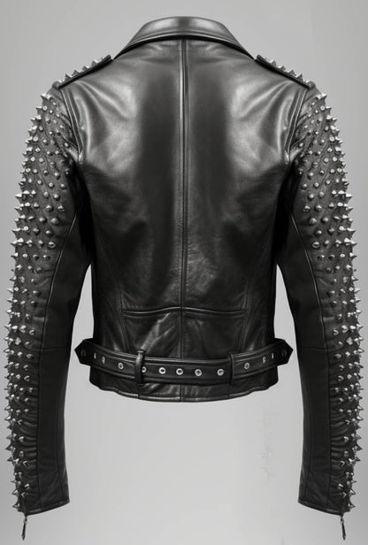 Men Black Studded Biker Stylish Leather Jacket - Biker Leather Jacket
