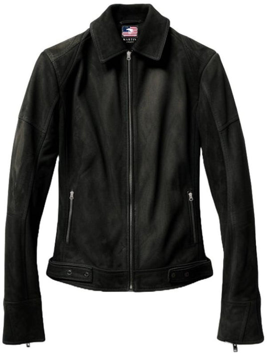 Men Black Suede Leather Jacket - Suede Black Jacket