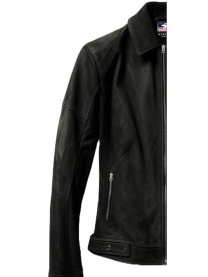 Men Black Suede Leather Jacket - Suede Black Jacket