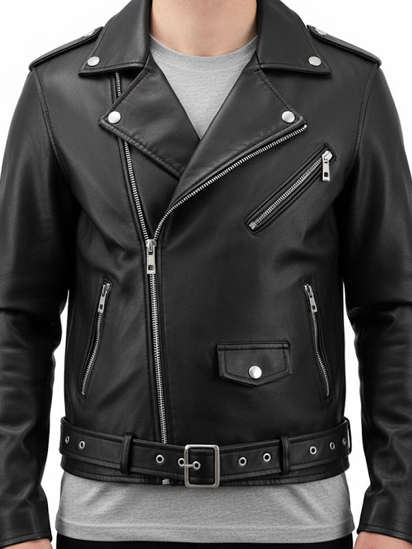 Men Boulevard Black Biker Leather Jacket
