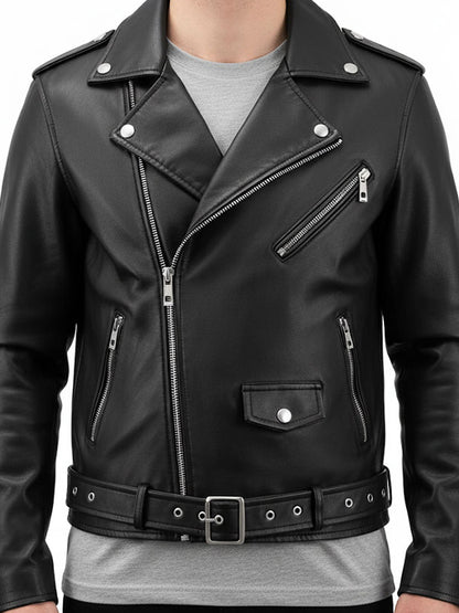 Men Boulevard Black Biker Leather Jacket