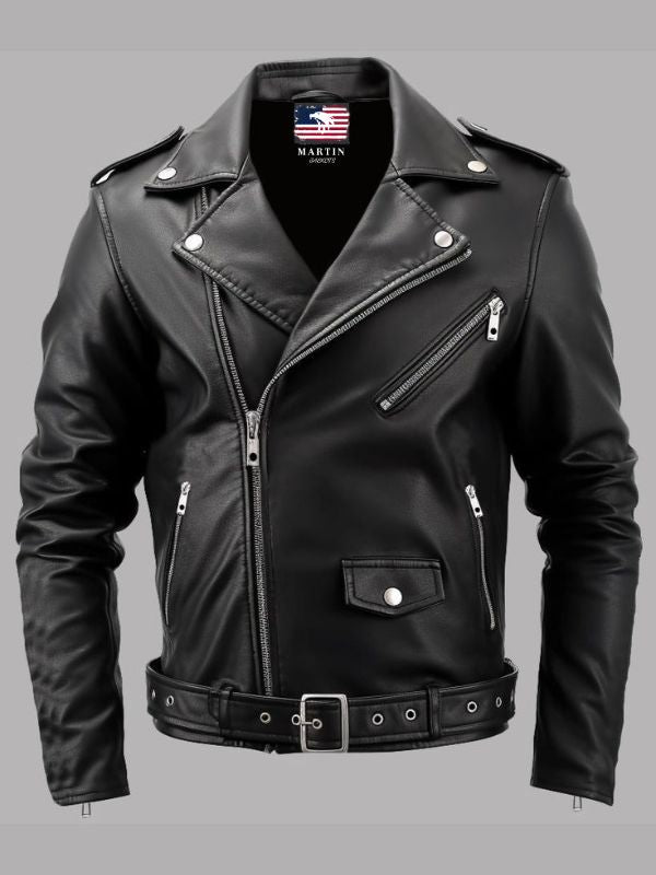 Men Boulevard Black Biker Leather Jacket