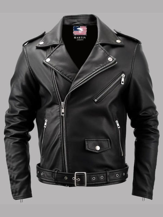 Men Boulevard Black Biker Leather Jacket