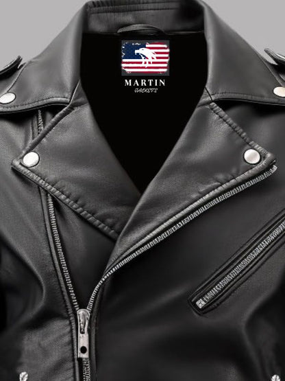 Men Boulevard Black Biker Leather Jacket