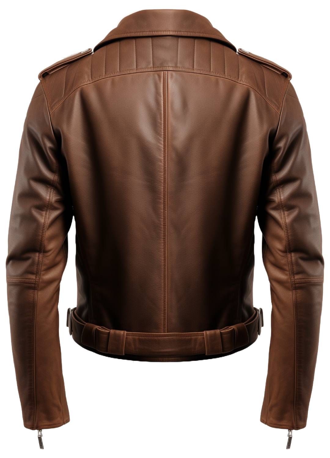 Men Brown Biker Leather Jacket - Brown Moto Jacket