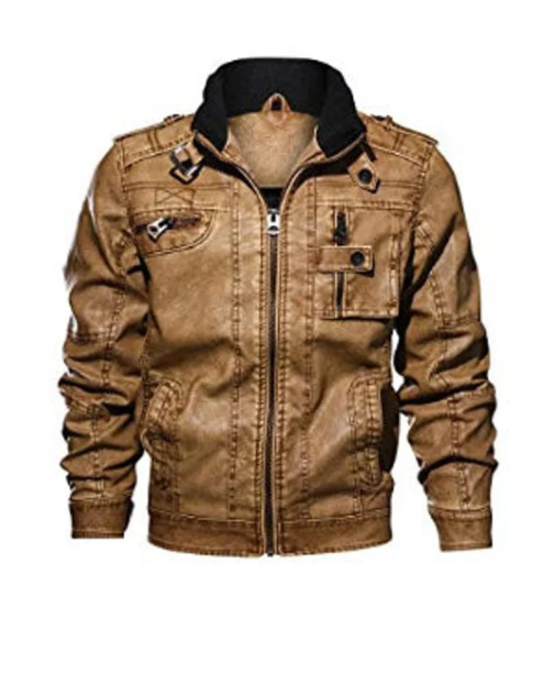 Men Brown Cafe Racer Leather Jacket