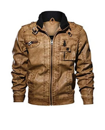 Men Brown Cafe Racer Leather Jacket
