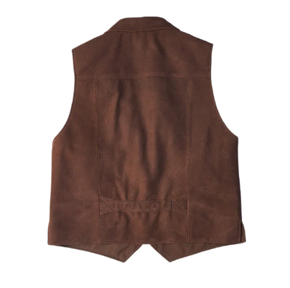 Men Brown Multi Pocket Style Leather Vest