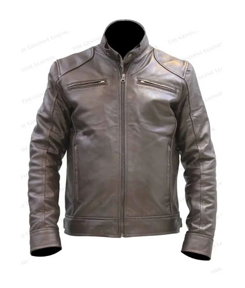 Men Brown Retro Leather Jacket