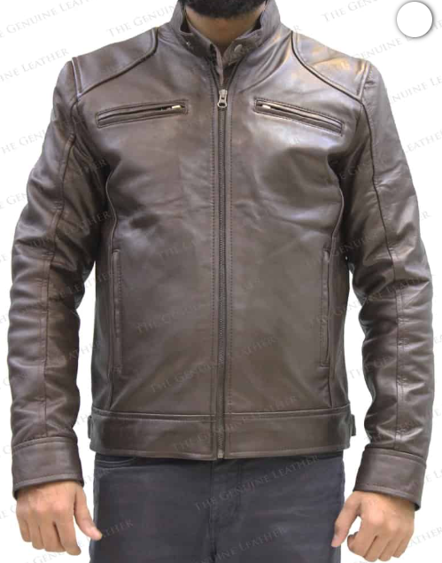 Men Brown Retro Leather Jacket