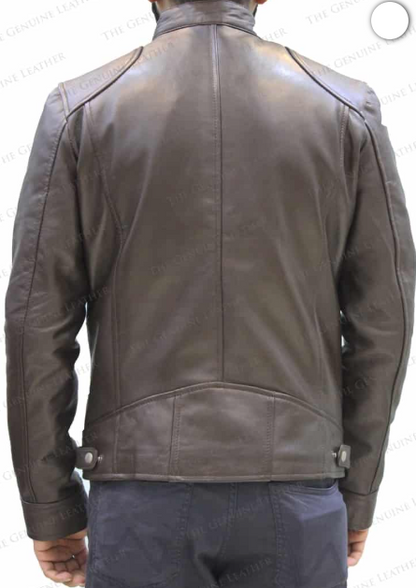 Men Brown Retro Leather Jacket
