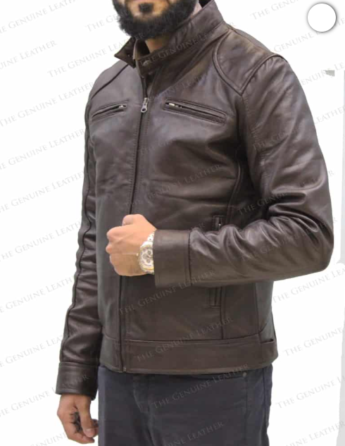 Men Brown Retro Leather Jacket