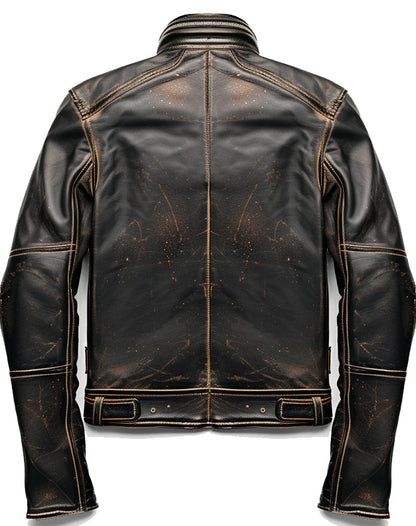 Men Brown Rub off Leather Jacket for Men