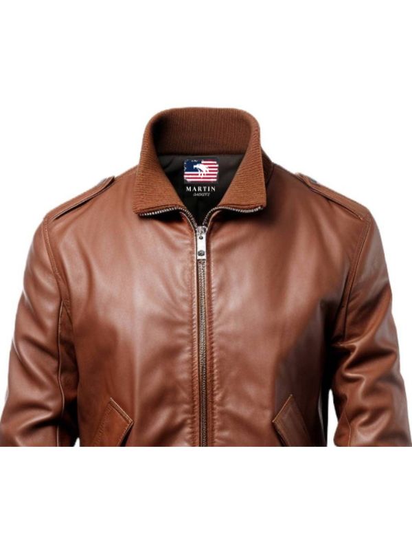 Men Brown Slim fit Leather Jacket - Men Leather Jacket Brown
