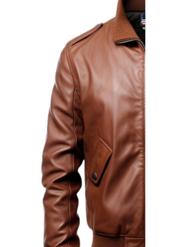 Men Brown Slim fit Leather Jacket - Men Leather Jacket Brown