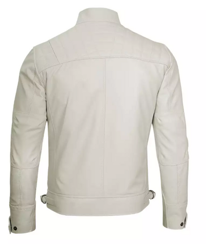 Men Cafe Racer Blue Leather Jacket