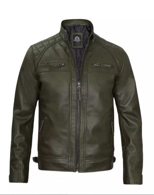 Men Cafe Racer Blue Leather Jacket