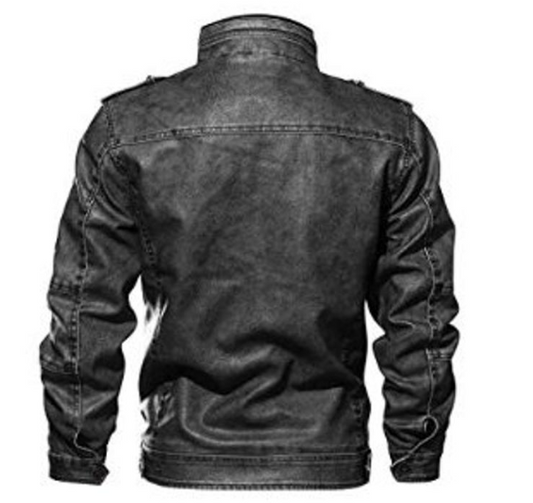 Men Cafe Racer Motorcycle Black Leather Jacket
