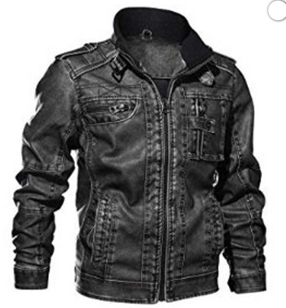 Men Cafe Racer Motorcycle Black Leather Jacket