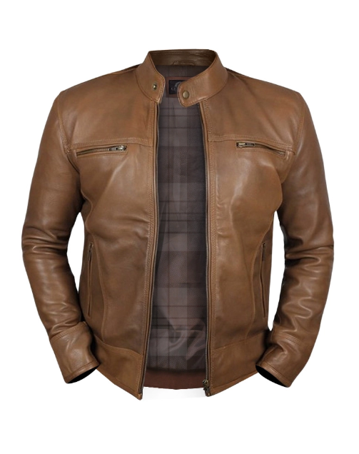 Men Camel Dodge Biker Jacket