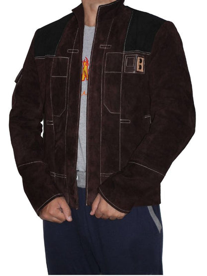 Men Casual Suede Leather Jacket - Dark Brown