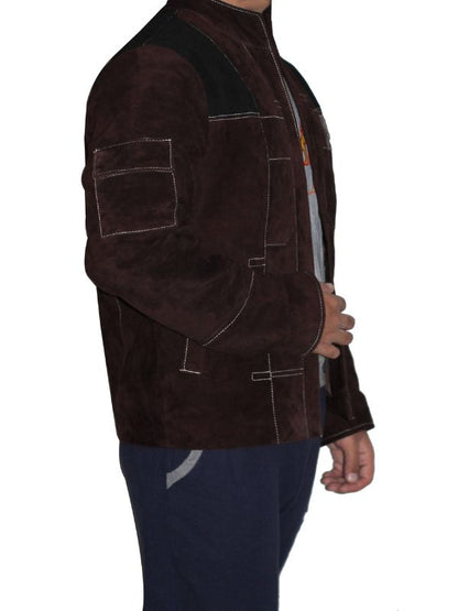 Men Casual Suede Leather Jacket - Dark Brown