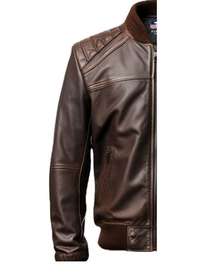 Men Dark Brown Leather Jacket - Dark Brown Jacket