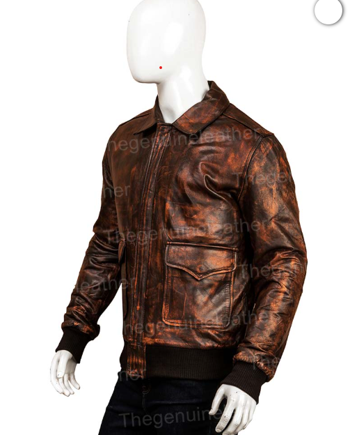 Men Distressed Brown Leather Jacket