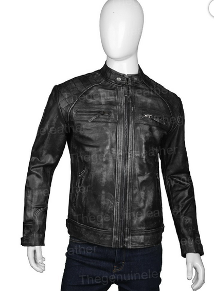 Men Distressed Shoulder Design Jacket