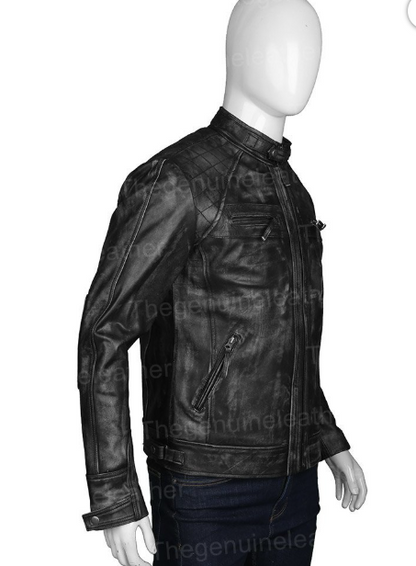 Men Distressed Shoulder Design Jacket