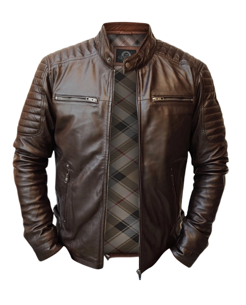 Men Handmade Slim Fit Leather Jacket