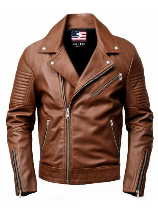 Men Jordan Brown Biker Leather Jacket