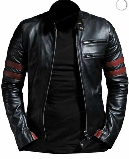 Men Motorcycle Slim Fit Jacket
