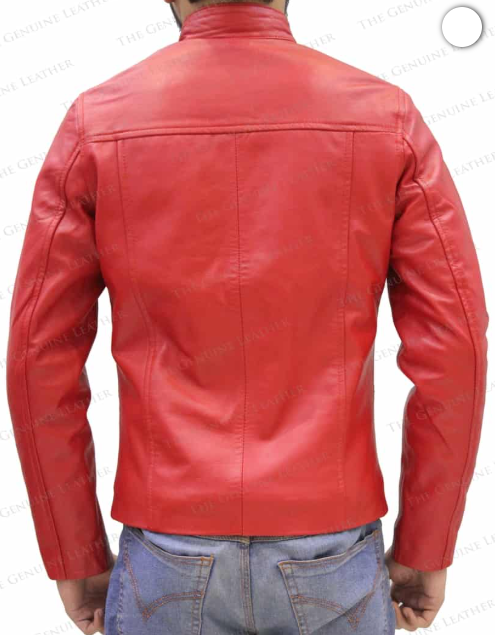 Men Red Retro Leather Jacket
