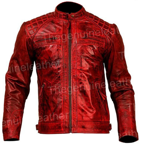 Men Shoulder Design Leather Jacket