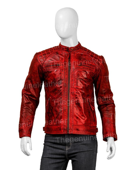 Men Shoulder Design Leather Jacket