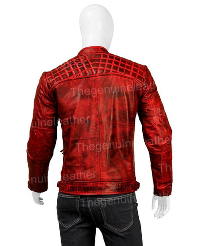 Men Shoulder Design Leather Jacket